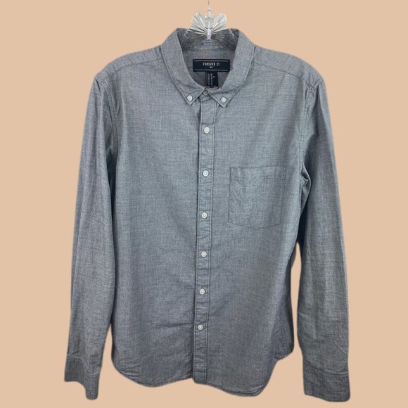 Forever 21 - Grey - Casual Long Sleeve Button Up - Picture 1 of 6
